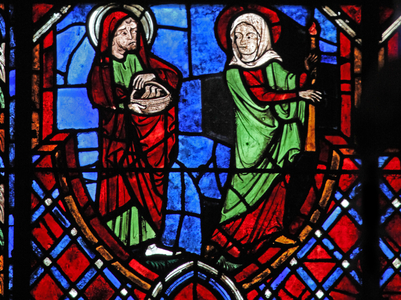 Window w01 depicting the Presentation in the Temple (stained glass)