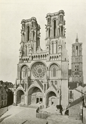 Laon, Facade de la Cathedrale (b/w photo)