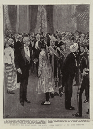 Entertaining the Indian Princes, the Asiatic Society Reception at the Hotel Metropole (litho)