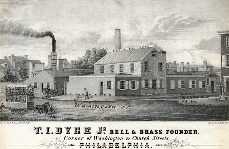 T. I. Dyre, Jr. bell & brass founder, corner of Washington & Church Streets, Philadelphia, printed by Frederick Kuhl, March 1849 (litho)


