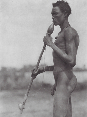 Africa: Nuerized Dinka on the Bahr el Zeraf (b/w photo)