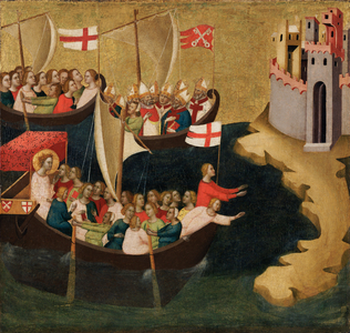 Arrival of Saint Ursula at Cologne, c.1333 (tempera and gold leaf on panel)