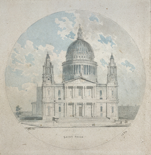 St Paul's Cathedral, c.1790 (blue and grey washes over graphite)