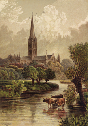 Salisbury Cathedral (chromolitho)