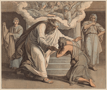 The Prodigal Son, St Luke, XV, 20 (coloured engraving)