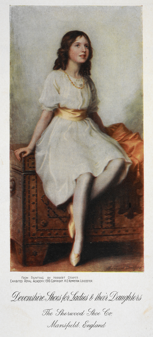 An advertisement for a shoe company: 'The Sherwood shoe co'.