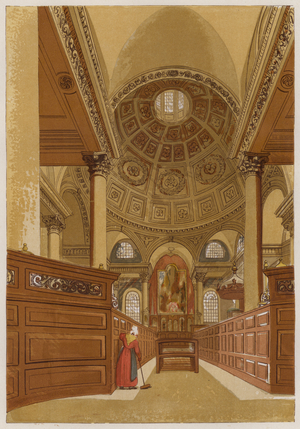 St Stephen's, Walbrook (colour litho)