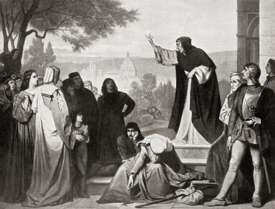 Savonarola preaching in Florence, Italy, from Hutchinson's History of the Nations, pub.1915