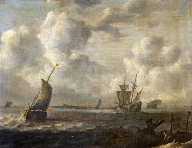 Ships off the Coast in Choppy Waters