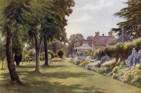 Herbaceous Border, Osborne Cottage (colour litho)
