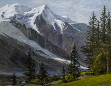 View of Chamonix and Mont Blanc, 1834 (oil on paper mounted on canvas)