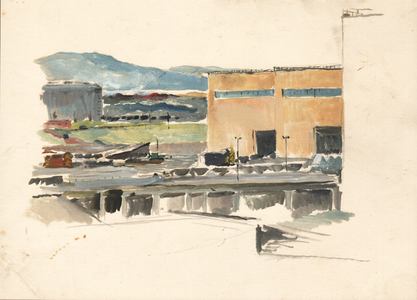 Steel Company of Wales, Abbey Works Port Talbot, 1957 (pencil & oil on paper)