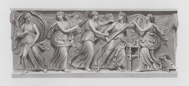 Achilles on Skyros, ancient Roman marble sculpture (engraving)