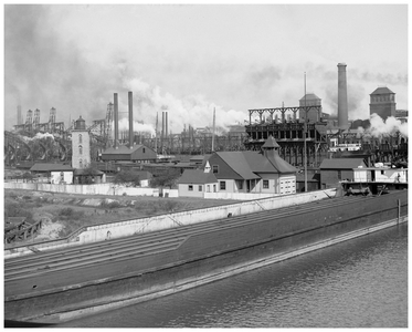 Harbor entrance and Illinois Steel Works, So Chicago (b/w photo)