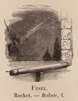 Le Vocabulaire Illustre: Fusee; Rocket; Rakete (engraving)
