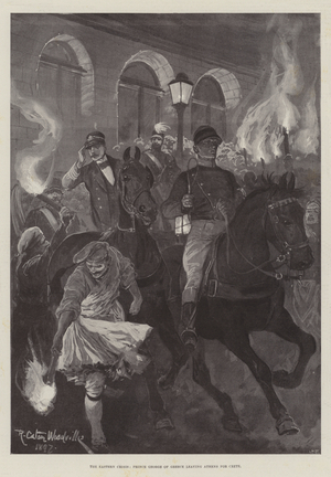 The Eastern Crisis, Prince George of Greece leaving Athens for Crete (engraving)