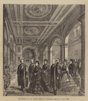 The Opening of the London University Buildings, Arrival of the Queen (engraving)