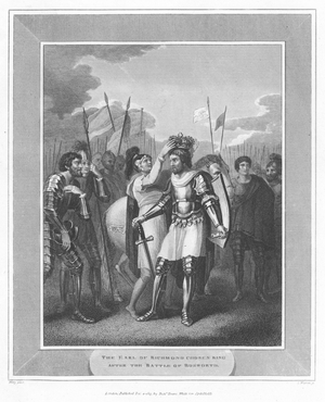 The Earl of Richmond chosen King after the Battle of Bosworth (engraving)