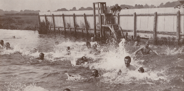 Dorchester Camp: The Open-air Swimming Bath (b/w photo)