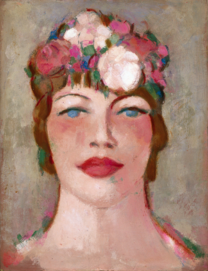 Girl in Flowered Hat, 1959 (oil on board)