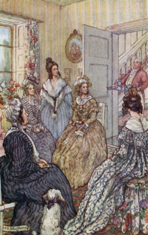 Illustration for Cranford by Mrs Gaskell (colour litho)