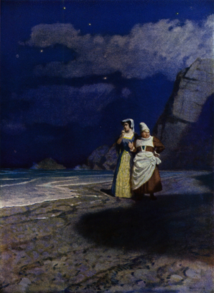 Illustration for Westward Ho! by Charles Kingsley (colour litho)