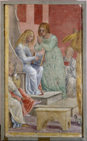 The childhood of the Virgin Mary at the Temple, 1520-21 (detached fresco mounted on canvas)