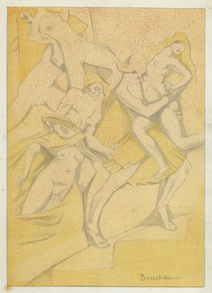 The Love Books of Ovid: Nevertheless the Romans carry off the women (colour litho)
