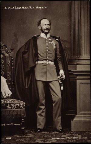Ak S.M. King Max II of Bavaria, uniform, coat, sabre (b/w photo)