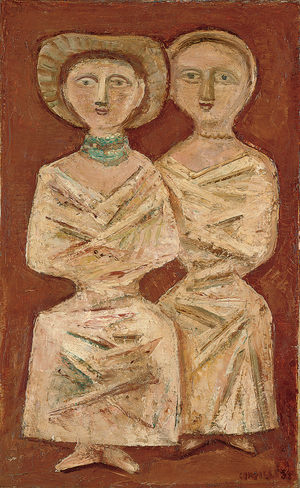 Two Women; Due donne, 1953 (oil on canvas)