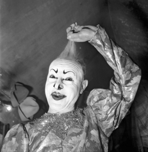 The Clown Francois Fratellini Celebrating his Birthday (70), Paris, January 19, 1949 (b/w photo)