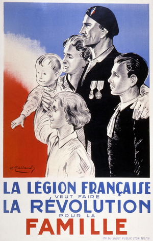 Propaganda poster of government of Vichy for the French Legion of Combatants, c.1940 (colour litho)