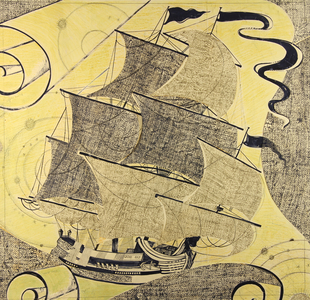 Sails. Design sketch for a scarf, 1978 (gouache on paper)