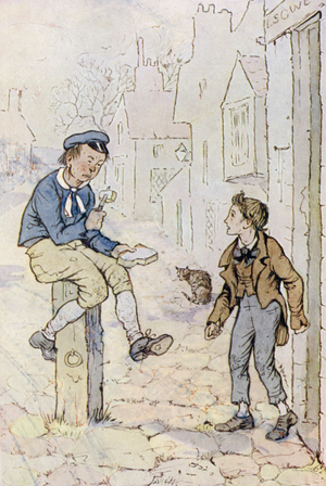 Illustration for Oliver Twist (colour litho)
