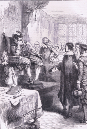 Puritans before James I, illustration from Cassell's History of the United States pub. by Petter & Galpin c.1890 (litho)