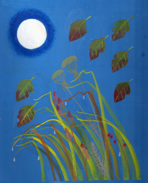 Illustration from 'A Nestling Flew Into the Yard' by Gaida Lagzdyn, 1971 (gouache on paper)