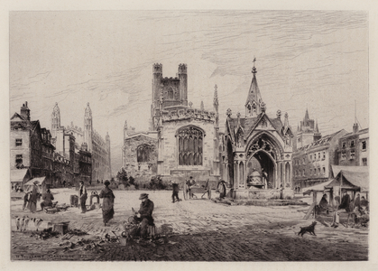 Cambridge: Market Hill (etching)