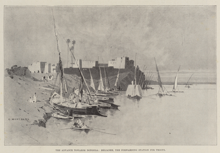 The Advance towards Dongola, Belianeh, the Forwarding Station for Troops (litho)