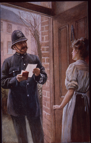 Police officer, early 20th century (colour litho)