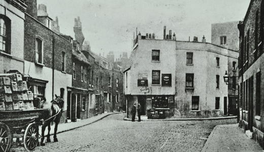 Elephant Lane: corner of Saint Marychurch Street and Elephant Lane, 1905 (b/w photo)