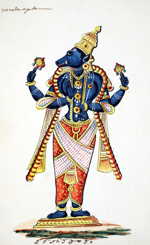 Varaha, boar avatar of Vishnu (w/c on paper)