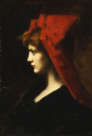 The Red Hat,  (oil on canvas)