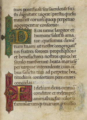 Text page; initials 'D' and 'F'