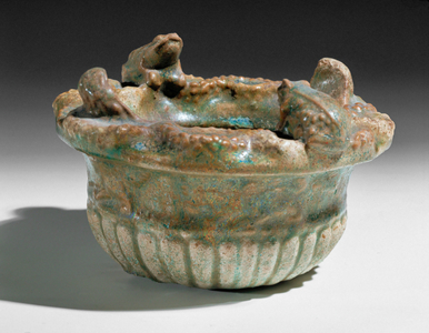 Vase with toad-ornament, Roman period Faience, …