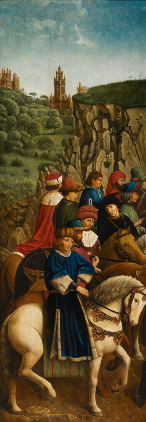 The Just Judges, lower left panel of the Ghent Altarpiece, 1432 (oil on panel)