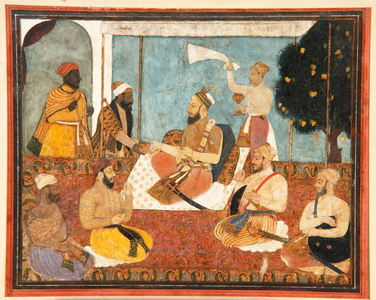 Muhammad Adil Shah Selects a Jewel, c.1650 (opaque w/c & gold on paper)