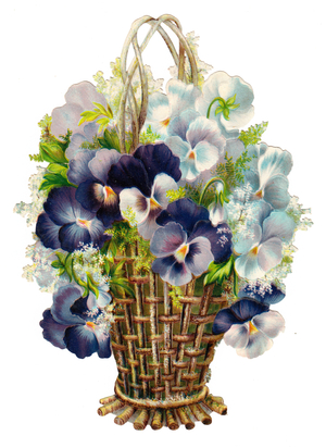 A Victorian Paper Scrap Relief of a basket of flowers, c.1880 (colour litho)