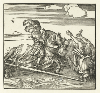 Two riders fighting on horseback, 1517-18 (woodcut)