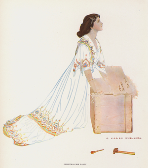 Coles Phillips Girl, Christmas Box Party (colour litho)