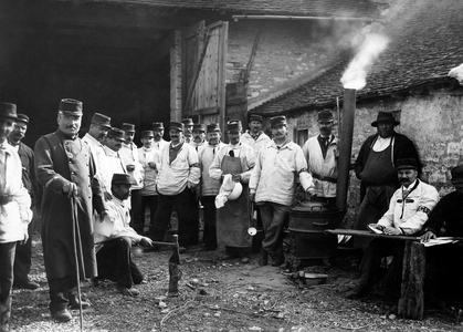 A group of men in charge of surveillance of railways, France, ww1